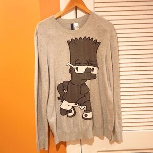 Divided The Simpsons Bart Simpson Gray Longsleeve Sweater Size L